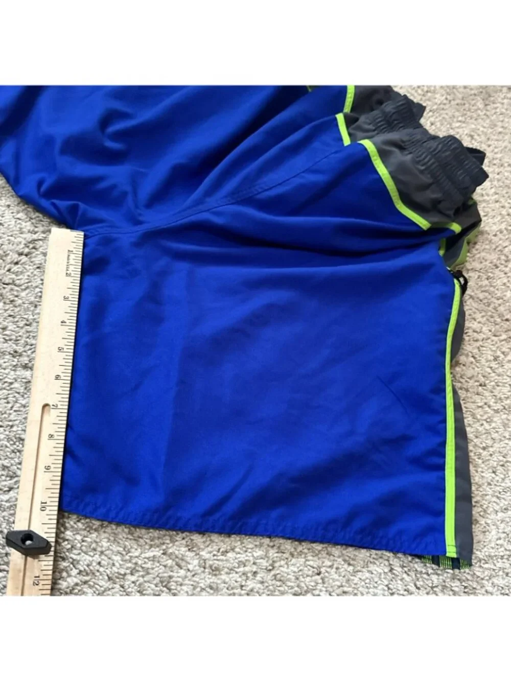Adidas Swim Trunks Men's XXL Blue Gray Neon Green Board Shorts Mesh Lined